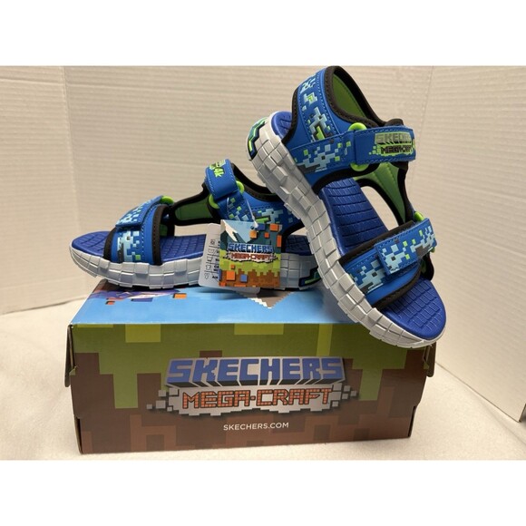 Skechers Mine-Craft Mega-Splash 4K Boys/Girls Sandals Hoop&Loop Strap Sz 1 New - Picture 1 of 16